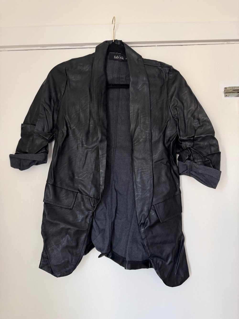 fab'rik Black Leather Blazer Jacket